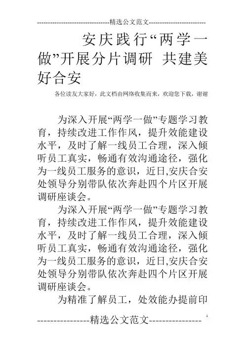 安庆践行“两学一做”开展分片调研 共建美好合安  