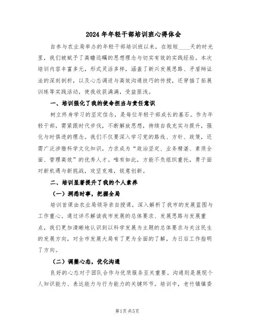 2024年年轻干部培训班心得体会（三篇）