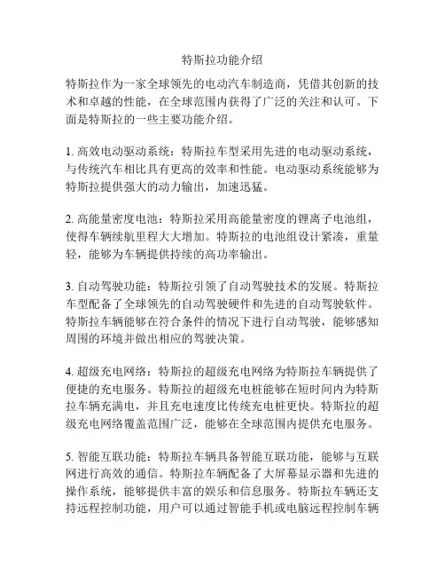 特斯拉功能介绍