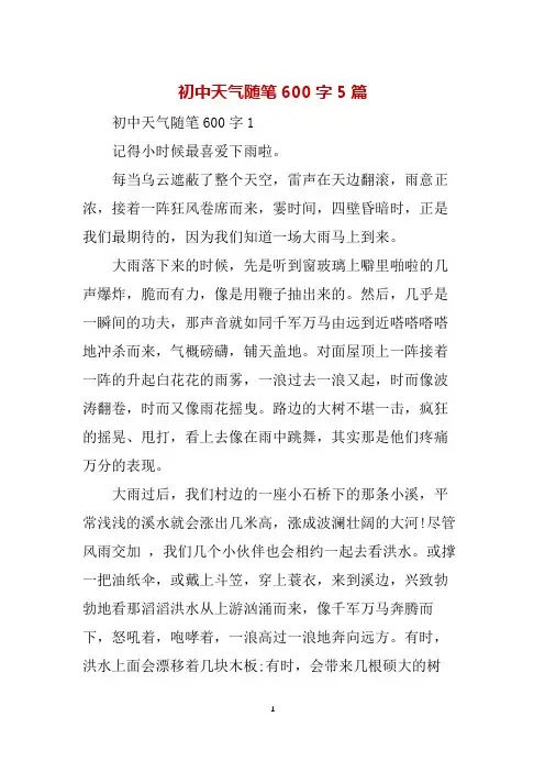 初中天气随笔600字5篇