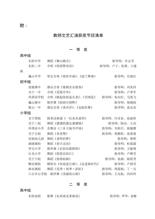 教师文艺汇演获奖节目清单