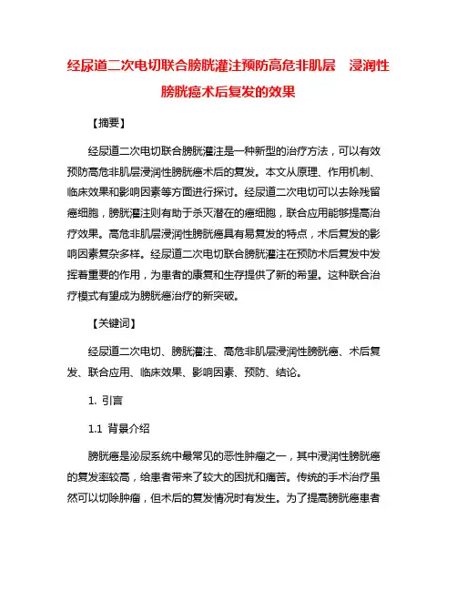 经尿道二次电切联合膀胱灌注预防高危非肌层  浸润性膀胱癌术后复发的效果