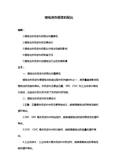 锂电池负极浆料配比