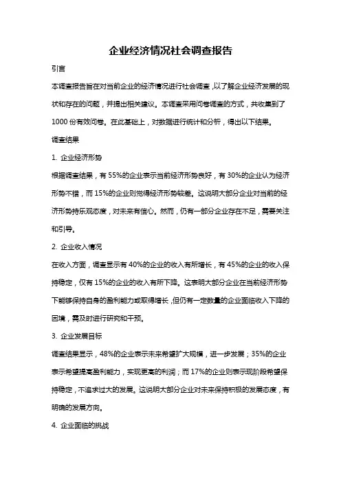 企业经济情况社会调查报告