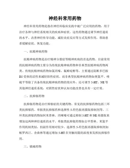 神经科常用药物