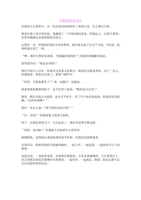 《难忘的友谊》