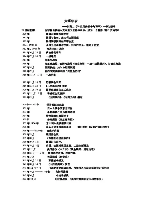 历史大事年表