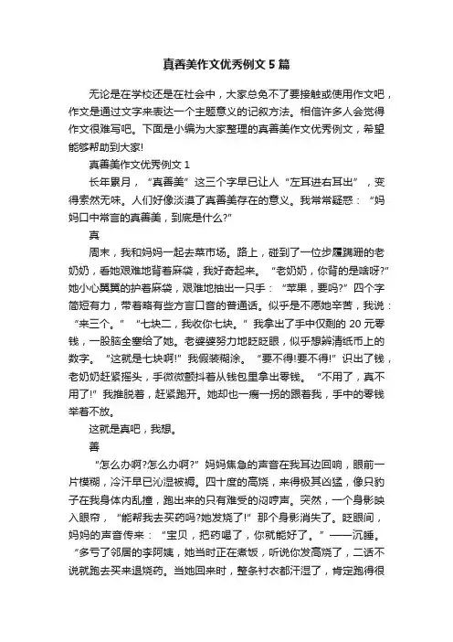 真善美作文优秀例文5篇