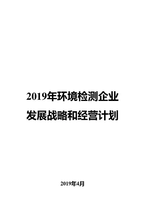 2019年环境检测企业发展战略和经营计划