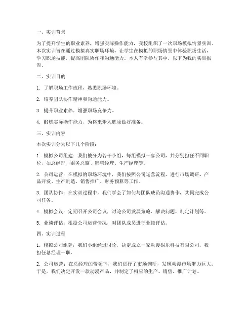 职场模拟情景实训报告