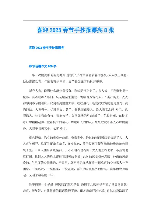 喜迎2023春节手抄报漂亮8张