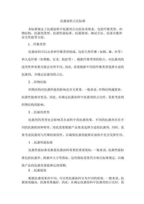 抗菌面料占比标准