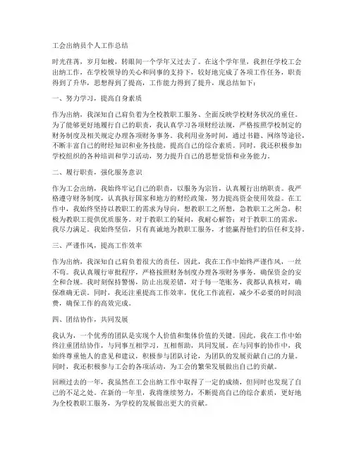 工会出纳员个人工作总结