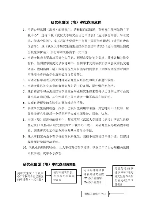 武汉大学办理研究生出国(出境)审批办法