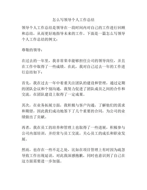 怎么写领导个人工作总结