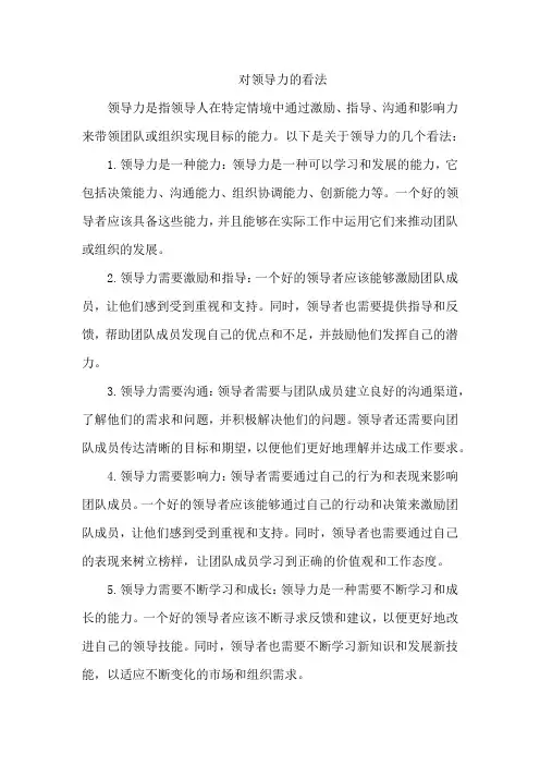 对领导力的看法