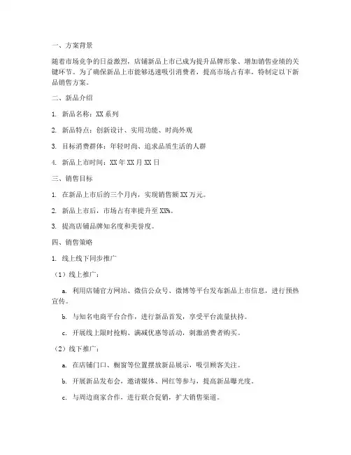 店铺新品销售方案