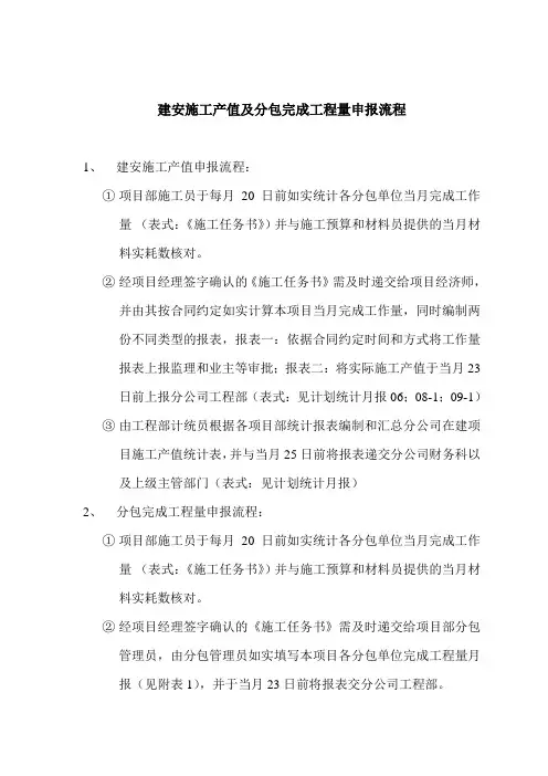 建安施工产值及分包工程量申报流程