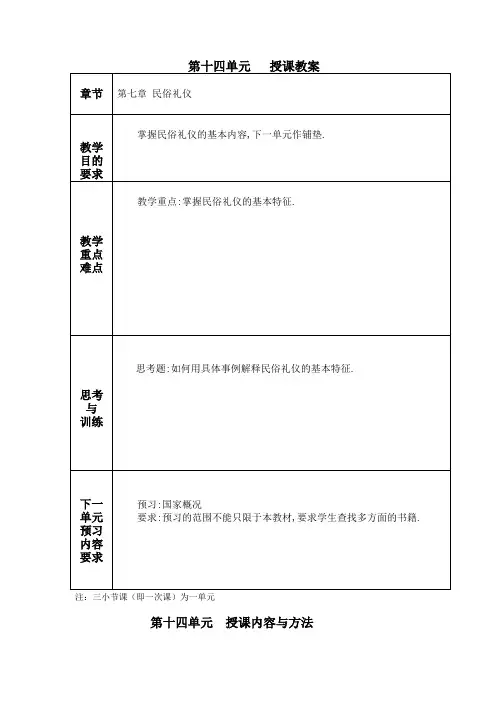 现代交际礼教案——民俗礼仪一