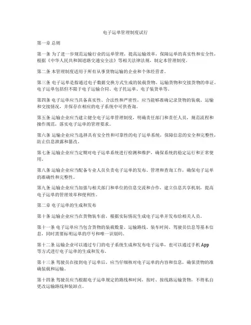 电子运单管理制度试行