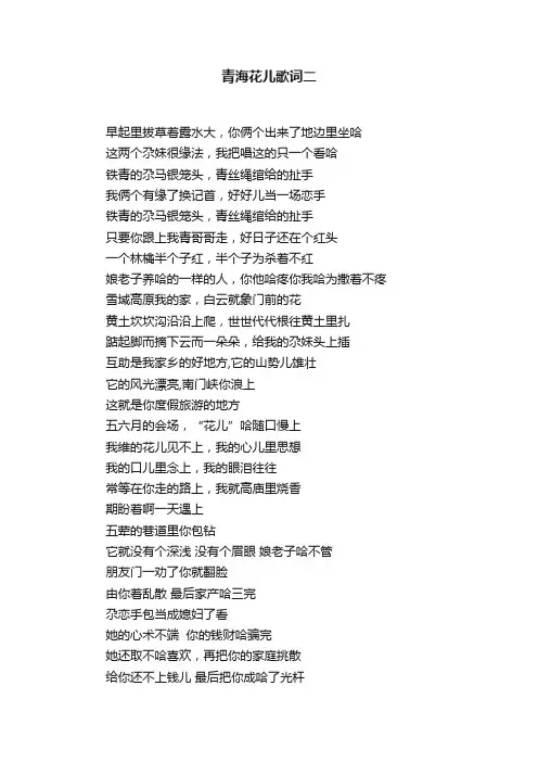 青海花儿歌词二