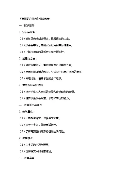 《美丽的丹顶鹤》语文教案