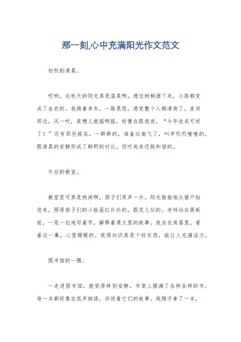 那一刻,心中充满阳光作文范文