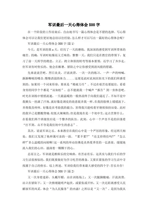 军训最后一天心得体会500字