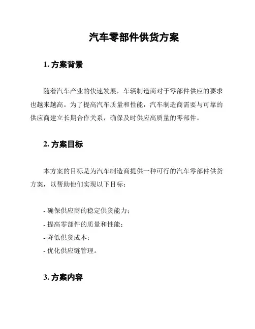 汽车零部件供货方案