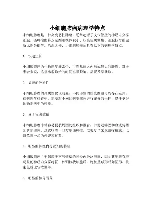 小细胞肺癌病理学特点