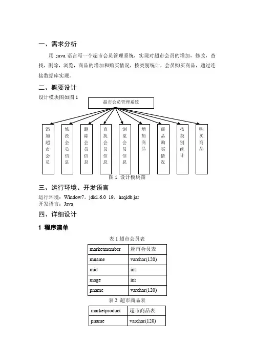超市会员管理系统课程设计报告