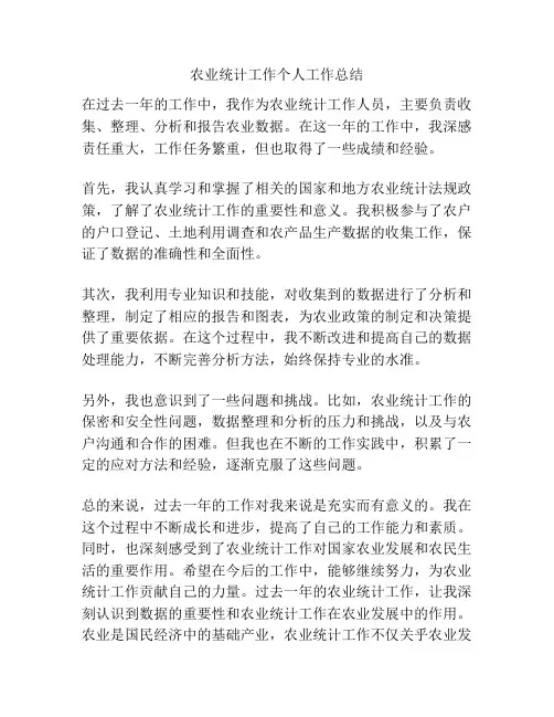 农业统计工作个人工作总结