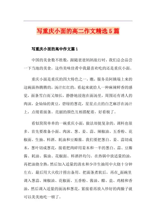 写重庆小面的高二作文精选5篇