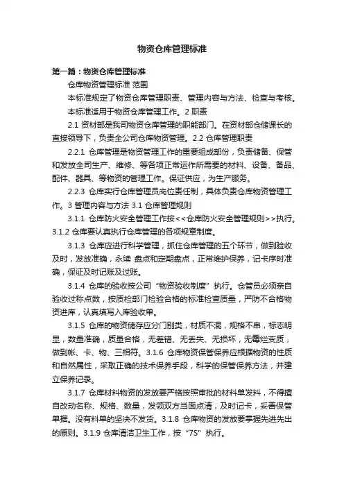 物资仓库管理标准