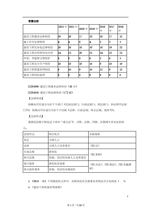 2022年二级建造师考试法律法规通关精讲-陈印