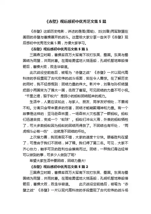 《赤壁》观后感初中优秀范文集5篇