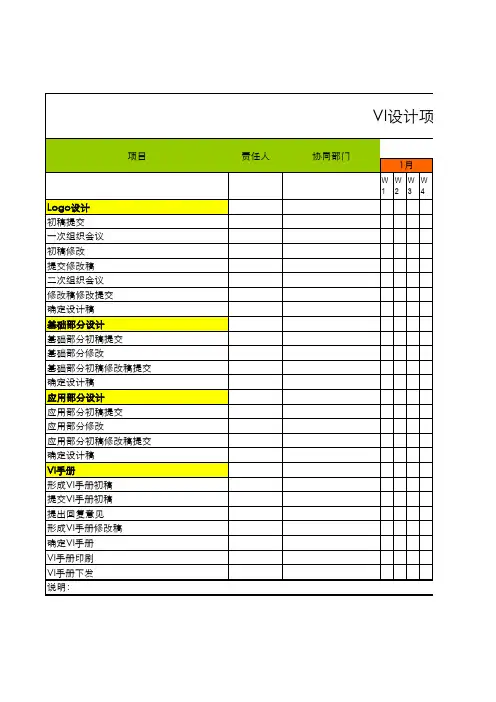 VI设计项目推进计划表 模板