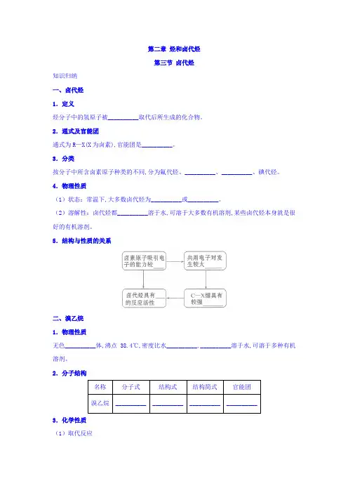高中化学新人教版选修5练习：第二章烃和卤代烃+第三节+卤代烃含答案