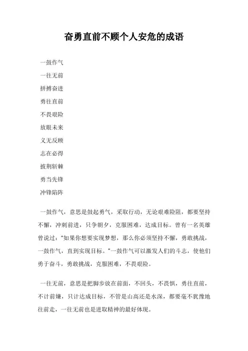 奋勇直前不顾个人安危的成语