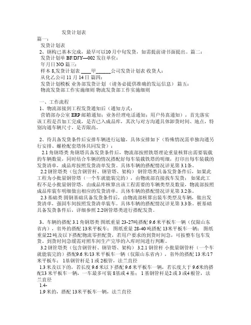 发货计划表——精选推荐