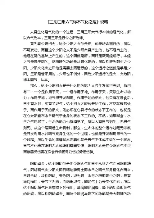 《三阴三阳六气标本气化之理》说略