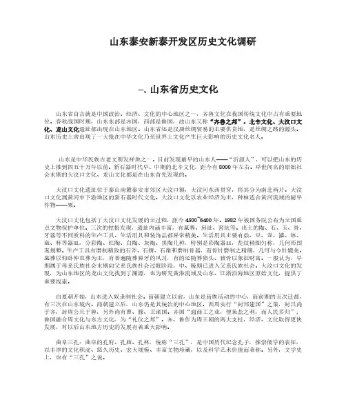山东泰安新泰开发区历史文化调研