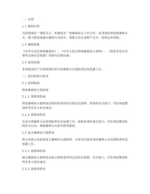 国家森林防火应急预案
