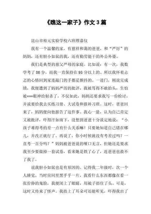 《瞧这一家子》作文3篇