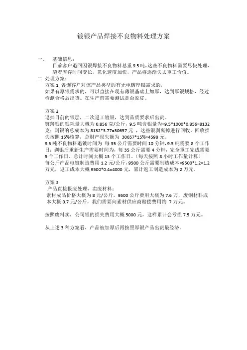 镀银产品焊接不良物料处理方案