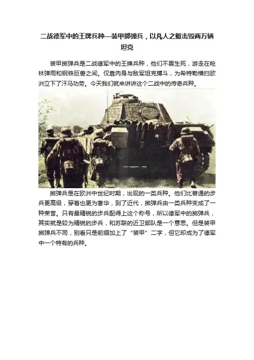 二战德军中的王牌兵种—装甲掷弹兵，以凡人之躯击毁两万辆坦克