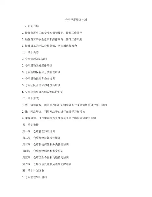 仓库季度培训计划