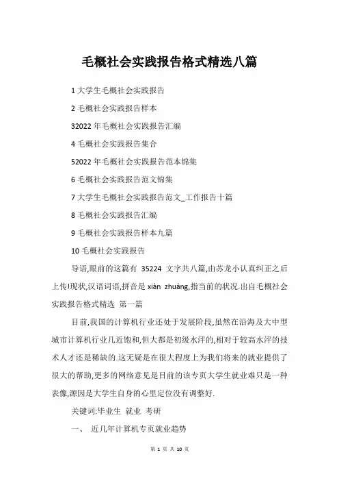 毛概社会实践报告格式可用八篇