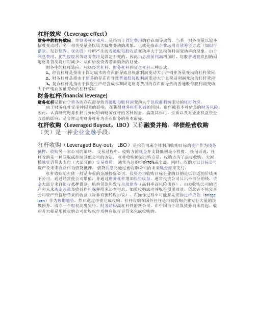 杠杆效应(Leverage effect)