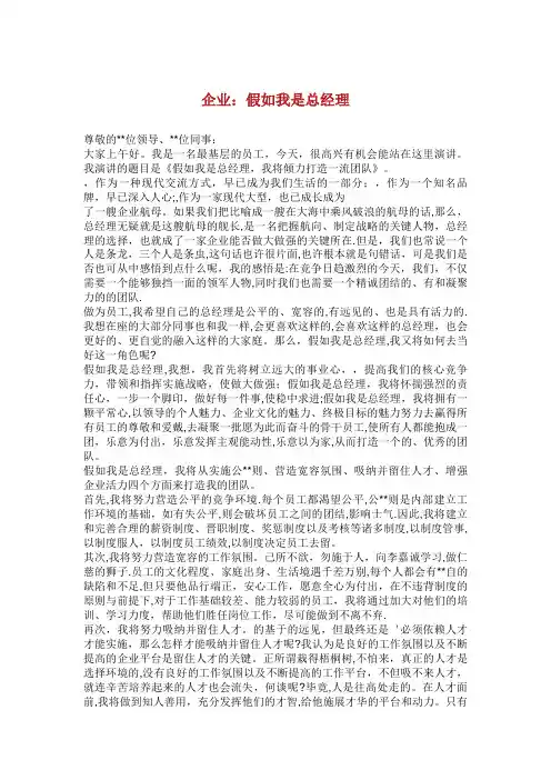 企业XX假如我是总经理
